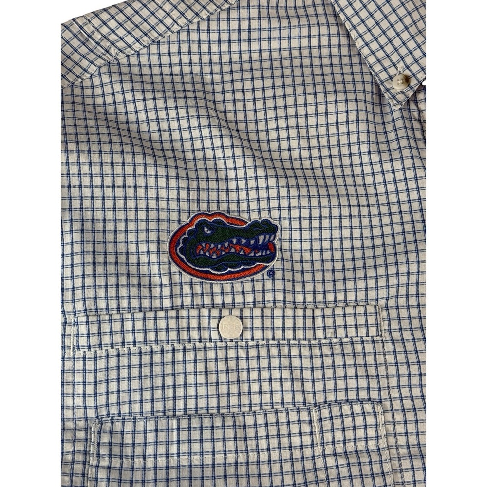 COLUMBIA PFG Super Tamiami Shirt Mens M Blue Check Florida Gators Fishing - Picture 10 of 13